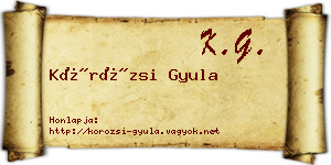 Körözsi Gyula névjegykártya